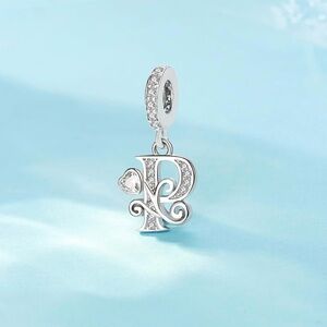 Silver Letter Charm Fit for Pandora Charms Bracelet Alphabet Initial Dangle